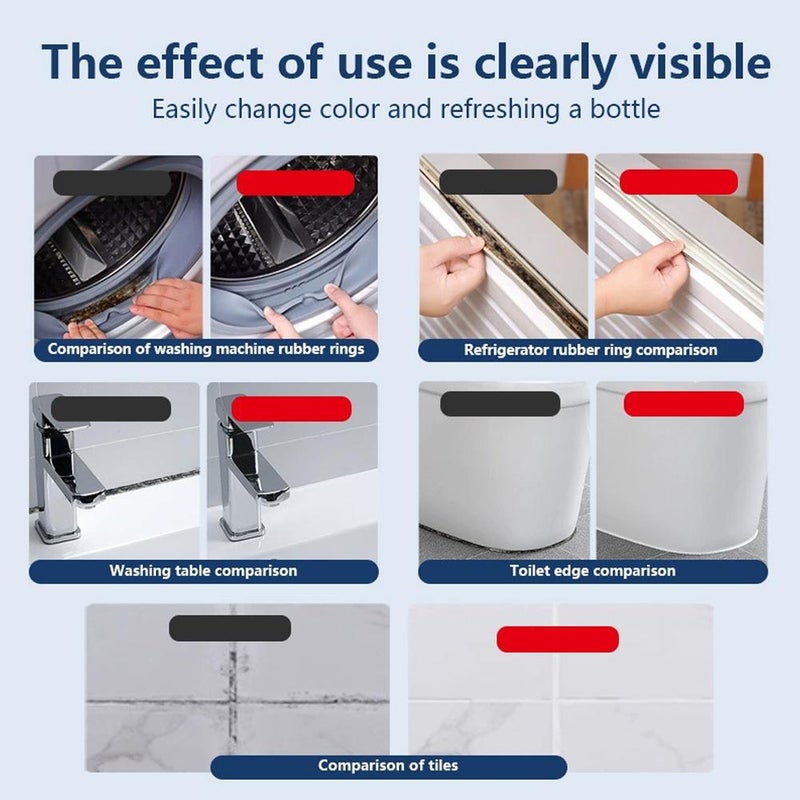 Home Stain Cleaner Gel – 100ml Powerful Stain Remover for Tile Grout, Washing Machine Seals, Fridge Gaskets & Bathroom – No-Rinse Formula with Cleaning Brush Kit - Image 5